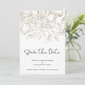 De moderne floralen van het manuscriptgoud sparen  save the date (Staand voorkant)