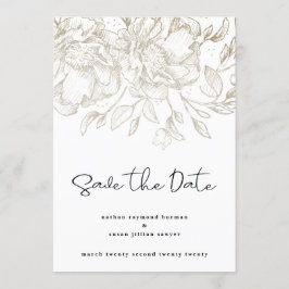 De moderne floralen van het manuscriptgoud sparen save the date