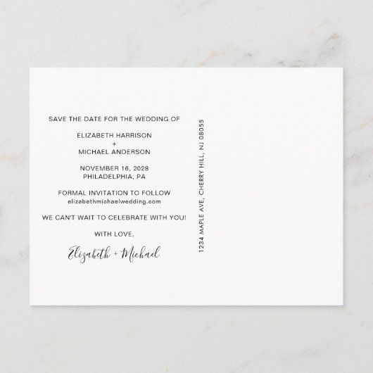 De moderne Foto bewaart de Datum Aankondigingskaart (Achterkant)