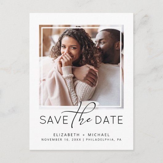 De moderne Foto bewaart de Datum Aankondigingskaart (Voorkant)