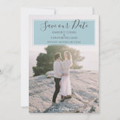De moderne Foto bewaart de Datum | Aqua Save The Date (Voorkant)