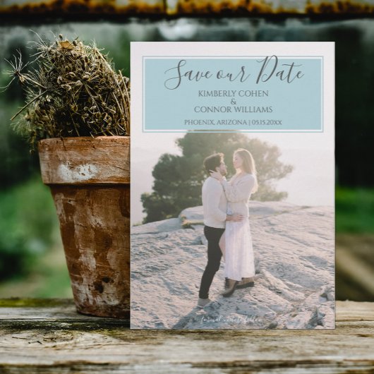 De moderne Foto bewaart de Datum | Aqua Save The Date