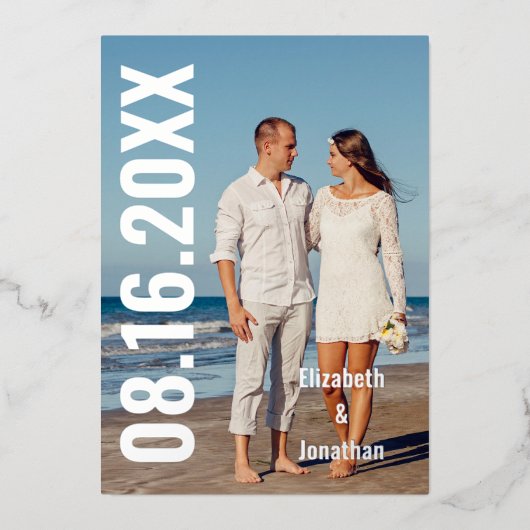 De moderne Foto bewaart de Datum Folie Uitnodiging (Voorkant)