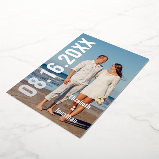 De moderne Foto bewaart de Datum Folie Uitnodiging (Gedraaid)