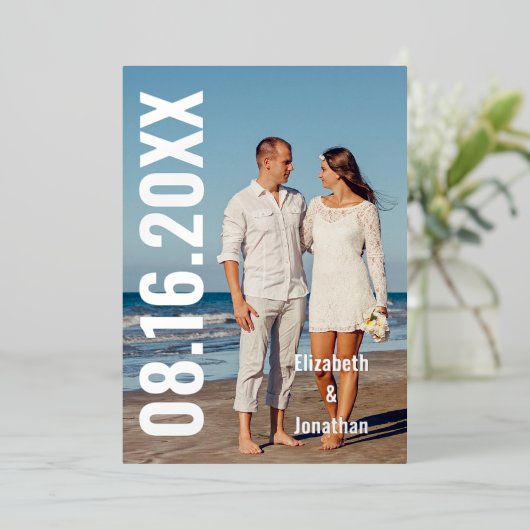 De moderne Foto bewaart de Datum Folie Uitnodiging (Staand Voorkant)