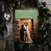De moderne Foto bewaart de Datum | Moss Green Save The Date