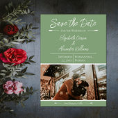 De moderne Foto bewaart de Datum | Moss Green Save The Date