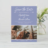 De moderne Foto bewaart de Datum | Periwinkle Save The Date (Staand voorkant)