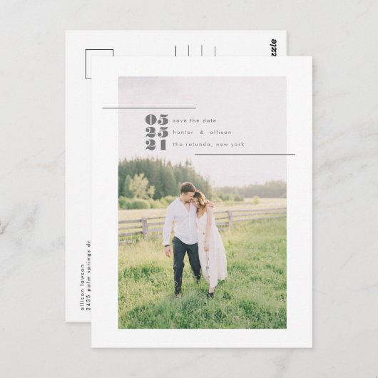 De moderne Foto bewaart de Datum Post Kaart (Voorkant / Achterkant)