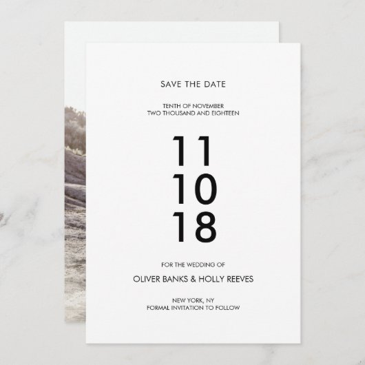 De moderne foto bewaart de datum save the date (Voorkant / Achterkant)