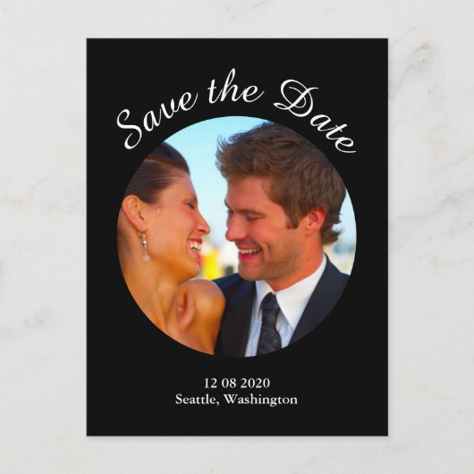 De moderne Foto bewaart de Datum - zwart Aankondigingskaart (Voorkant)