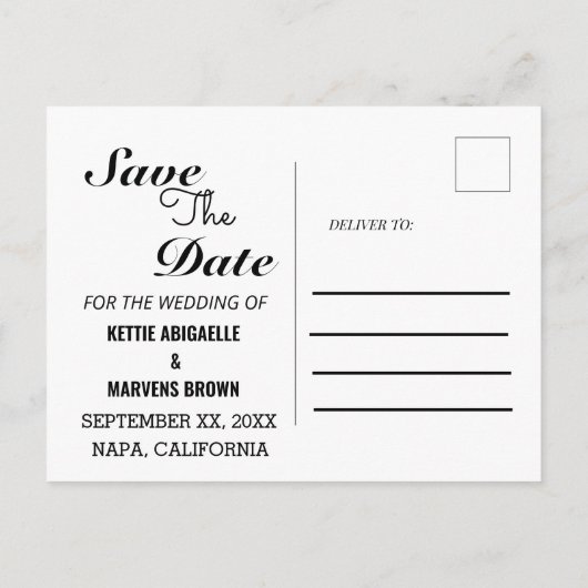 De moderne foto bewaart de datumaankondiging briefkaart (Achterkant)