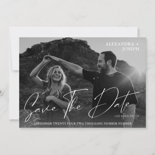 De moderne Foto BW Datum sparen de Witte Datum van Kaart (Voorkant)