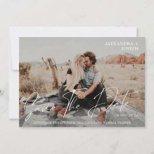 De moderne Foto Lange Datum sparen de Witte Datum Kaart (Voorkant)