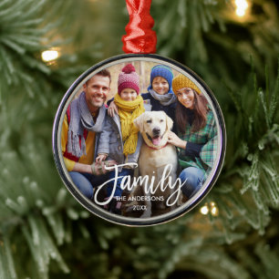 De Moderne Foto van de Familie van het Manuscript  Metalen Ornament