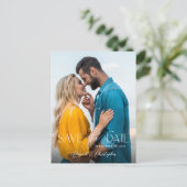 De moderne foto van de tekstbedekking bewaart de d briefkaart (Staand voorkant)