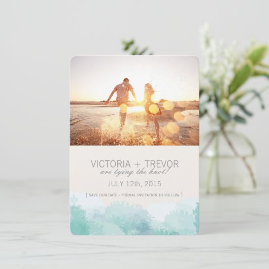 De moderne Foto van de Waterverf sparen de Datum Save The Date (Staand voorkant)