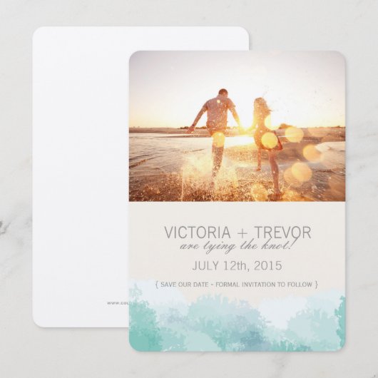 De moderne Foto van de Waterverf sparen de Datum Save The Date (Voorkant / Achterkant)