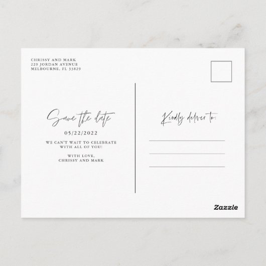 De Moderne Foto van Elegant sparen de Datum Briefkaart (Achterkant)