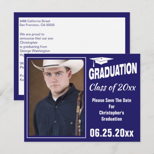 De moderne Foto van het Afstuderen bewaart het Bla Briefkaart (Voorkant / Achterkant)