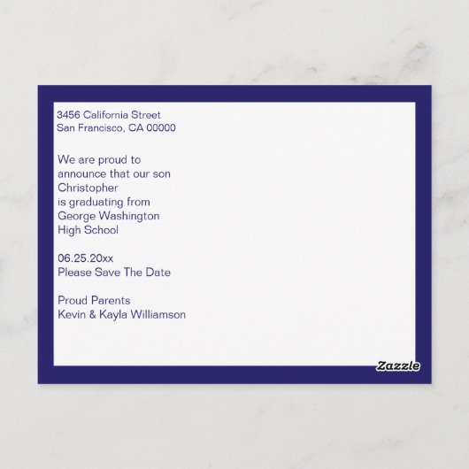 De moderne Foto van het Afstuderen bewaart het Bla Briefkaart (Achterkant)