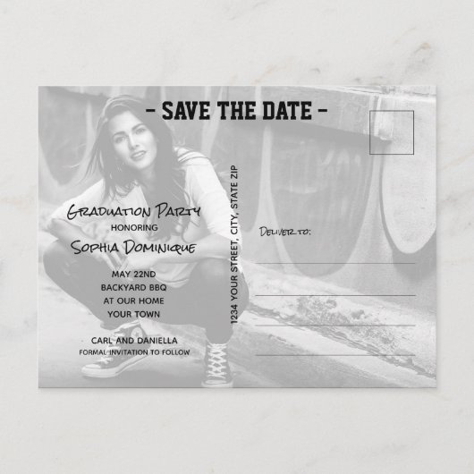 De Moderne Foto van het Afstuderen van de Banner s Briefkaart (Achterkant)