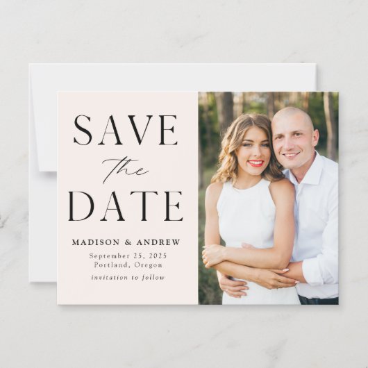 De moderne Foto van het Cream van de Vermogen spar Magnetische Uitnodiging (Voorkant)