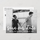 De moderne Foto van het Manuscript sparen de Datum Aankondigingskaart (Voorkant / Achterkant)