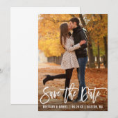 De moderne Foto van het Manuscript van de Borstel  Save The Date (Voorkant / Achterkant)