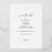 De moderne Foto Verticaal sparen de Witte Datum Folie Uitnodiging (Achterkant)