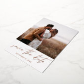 De moderne Foto Verticaal sparen de Witte Datum Folie Uitnodiging (Gedraaid)