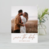 De moderne Foto Verticaal sparen de Witte Datum Folie Uitnodiging (Staand Voorkant)