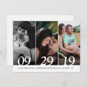 De moderne fotobruiloft bewaart de datum aankondigingskaart (Voorkant / Achterkant)