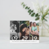 De moderne fotobruiloft bewaart de datum aankondigingskaart (Staand voorkant)