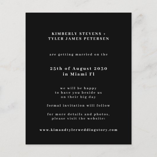 De moderne fotobruiloft van de begroting bewaart d flyer (Achterkant)