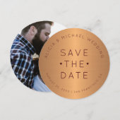 De moderne fotogouden bruidebruidebruiloft redt de save the date (Voorkant / Achterkant)