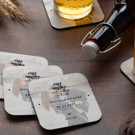 De moderne fotovrije bruiloft van de drink bewaart bier onderzetter