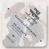 De moderne fotovrije bruiloft van de drink bewaart bier onderzetter (Voorkant)