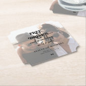 De moderne fotovrije bruiloft van de drink bewaart kartonnen onderzetters (Gekanteld)