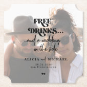 De moderne fotovrije bruiloft van de drink bewaart kartonnen onderzetters (Voorkant)