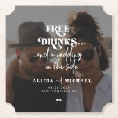 De moderne fotovrije bruiloft van de drink bewaart kartonnen onderzetters (Voorkant)