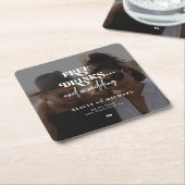 De moderne fotovrije bruiloft van de drink bewaart kartonnen onderzetters (Schuin)