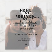 De moderne fotovrije bruiloft van de drink bewaart wijn etiket (Enkel label)