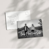 De moderne gedurfde scriptfoto verandert de datum briefkaart