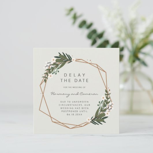 De moderne Geometrische Greenery Wedding Vertragin Aankondiging (Staand voorkant)