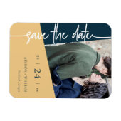 De moderne Geometrische Huwelijksfoto bewaart de d Magneet (Horizontaal)