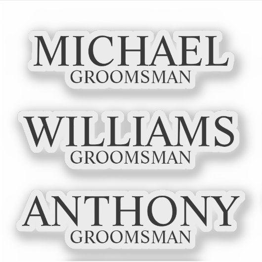 De moderne Gepersonaliseerde Naam van de Groomsman Sticker (Voorkant)