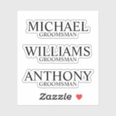 De moderne Gepersonaliseerde Naam van de Groomsman Sticker (Vel)
