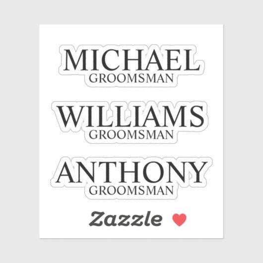 De moderne Gepersonaliseerde Naam van de Groomsman Sticker (Vel)
