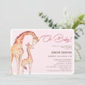 De moderne Giraffe Safari Meisje Baby shower Kaart (Staand voorkant)